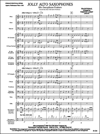 Traditional: Jolly Alto Saxophones Big Band & Concert Band Score and Parts