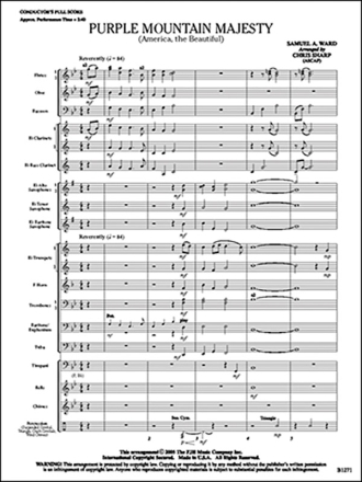 Samuel A. Ward: Purple Mountain Majesty (America, The Beautiful) Big Band & Concert Band Score and Parts