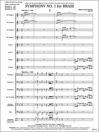 Brian Balmages: Symphony No. 1 For Brass Brass Ensemble Score and Parts