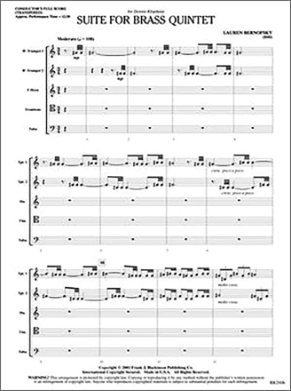 Lauren Bernofsky: Suite For Brass Quintet Brass Quintet Score and Parts