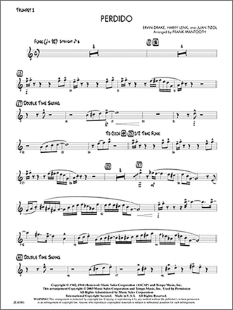 Ervin Drake, Harry Lenk And Juan Tizol: Perdido Brass Ensemble Score and Parts