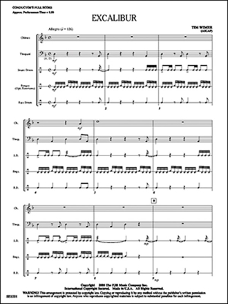 Tim Wimer: Excalibur Percussion Score and Parts