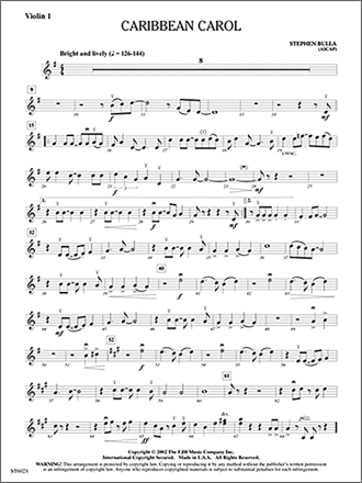 Stephen Bulla: Caribbean Carol String Ensemble, Piano Accompaniment Score and Parts