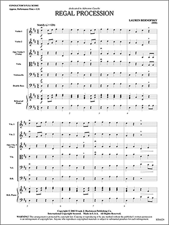 Lauren Bernofsky: Regal Procession String Ensemble Score and Parts