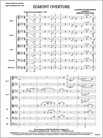 Ludwig Van Beethoven: Egmont Overture String Instruments Score and Parts