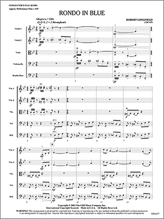 Robert Longfield: Rondo In Blue String Orchestra Score and Parts