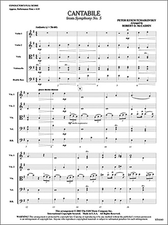 Peter Ilyich Tchaikovsky: Cantabile (From Tchaikovsky'S Symphony No. 5 String Instruments Score and Parts