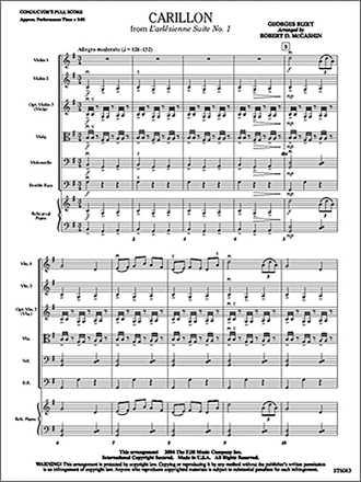 Georges Bizet: Carillon From L'Arlesienne Suite No.1 String Ensemble Score and Parts