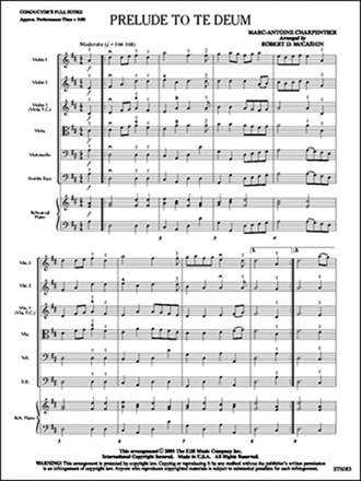 Marc-Antoine Charpentier: Prelude To Te Deum String Ensemble Score and Parts