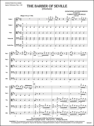 Gioacchino Rossini: The Barber Of Seville Overture (Score And Parts) String Orchestra Score and Parts