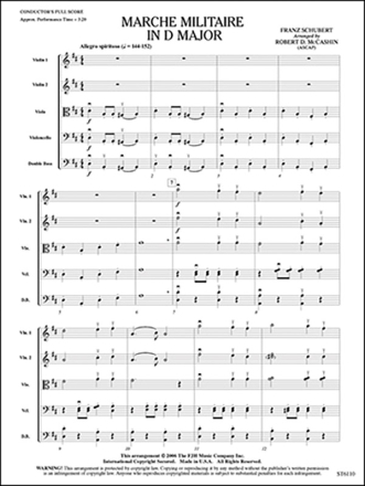 Franz Schubert: Marche Militaire In D Major (String Orchestra) String Orchestra Score and Parts