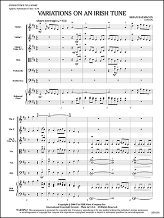 Brian Balmages: Variations On An Irish Tune String Orchestra Score and Parts