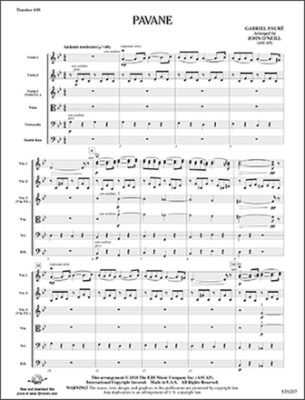 Faure Gabriel Pavane (Arr O'Neill John) Str Orchestra Score/Parts