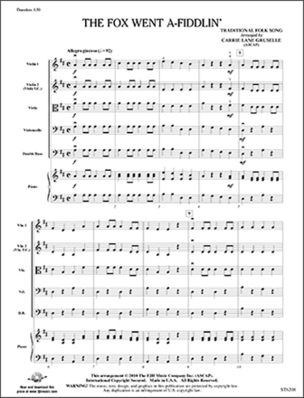 Fox Went A Fiddlin (Gruselle Carrie) String Orchestra Score & Parts