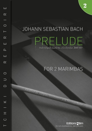 Johann Sebastian Bach, Prelude 2 Marimbas Partitur + Stimmen