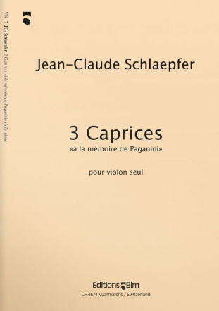 Jean-Claude Schlaepfer, 3 Caprices Violine Buch