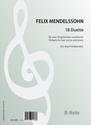 18 Duette fr zwei Singstimmen und Klavier Zwei Singstimmen,Klavier Spielnoten