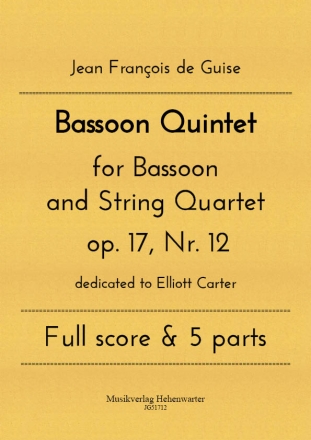 Bassoon Quintet op.17,12 for bassoon and string quartet score and parts