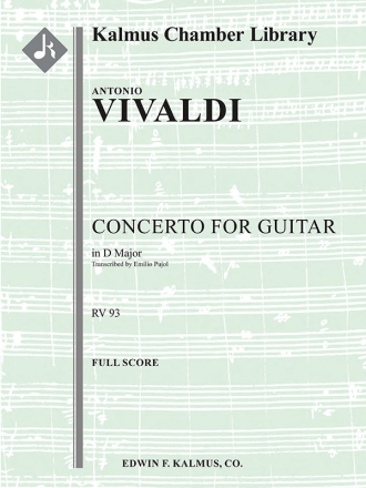 Concerto for Guitar in D (s/o score) Scores