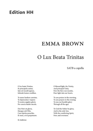 O Lux Beata Trinitas soprano, alto, tenor, bass Choral score