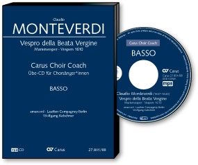 Vespro della Beata Vergine Soli SSATTBB, Coro SATB/SATB, 2 Fl, 2 Fifari, 3 Ctto, 3 Trb, 2 Vl, 3 Va, Vc, Vn, Bc Carus Choir Coach (nur Audio)