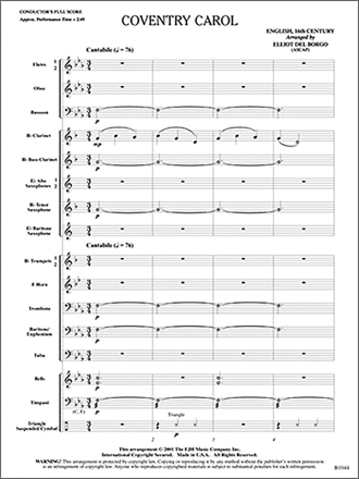 Coventry Carol (c/b score) Symphonic wind band