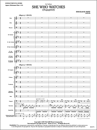 She Who Watches: Tsagaglalal (c/b score) Symphonic wind band