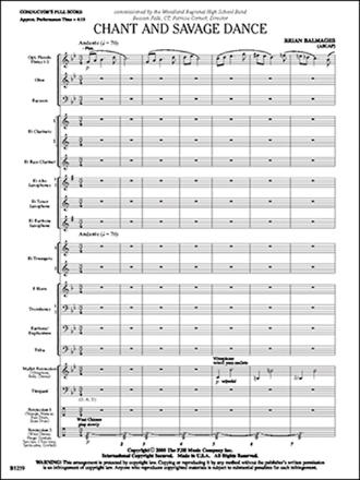 Chant & Savage Dance (c/b score) Symphonic wind band