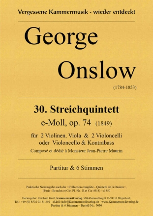 Streichquintett Nr. 30, e-Moll, op. 74