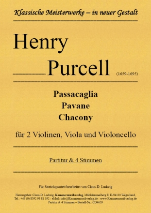 Passacaglia, Pavane und Chacony fr 2 Violinen, Viola und Violoncello