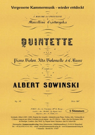 Klavierquintett mit Kontrabass, E-Dur, op. 87