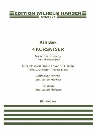 Karl Baek, 4 Korsatser SATB Chorpartitur