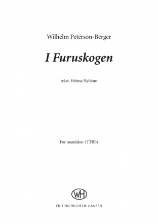 Wilhelm Peterson-Berger_Helena Nyblom, I Furuskogen TTBB Klavierauszug