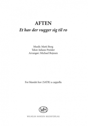 Edvard Grieg, Et Hav Der Vugger Sig Til Ro SATB a Cappella Chorpartitur