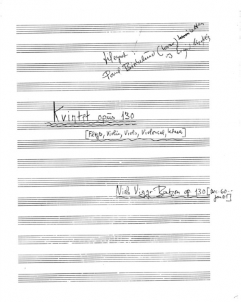 Niels Viggo Bentzon, Kvintet Opus 130 Flute, Violin, Viola, Cello and Piano Partitur