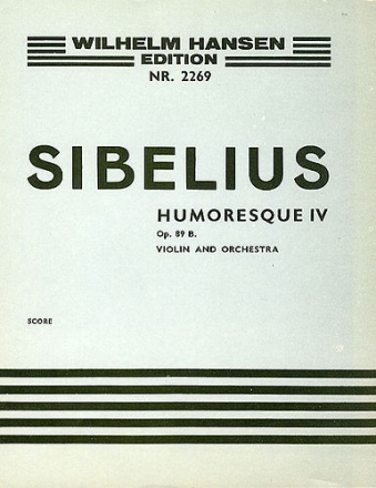 Jean Sibelius, Humoresque IV Op. 89b Violin and String Orchestra Partitur