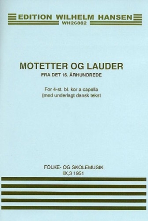 Motets From The 16th Century (Motetter Og Lauder) SATB Buch