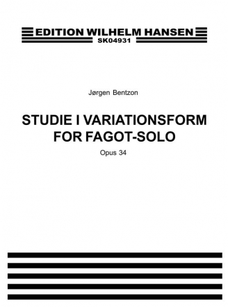 Jrgen Bentzon, Studie i Variationsform For Fagot Solo Op. 34 Fagott Buch