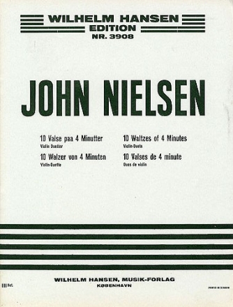 John Nielsen, Ten Waltzes For Two Violins Op. 3 2 Violins Buch