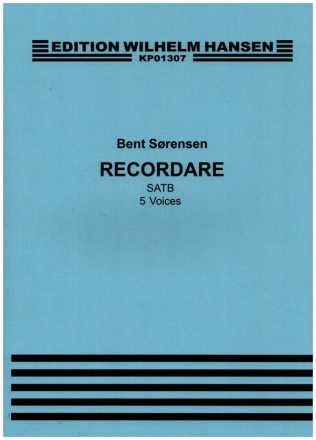 Recordare for 5 voices (SAA/TB) a cappella score (la)