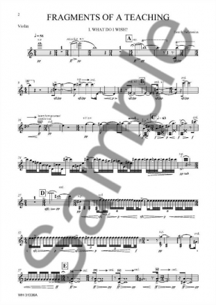 Henrik Hellstenius, Fragments Of A Teaching Violin, Viola, Cello, Percussion and Bariton Voice Stimmen-Set