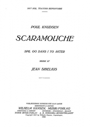 Jean Sibelius, Scaramouche Op. 71 Libretto Libretto