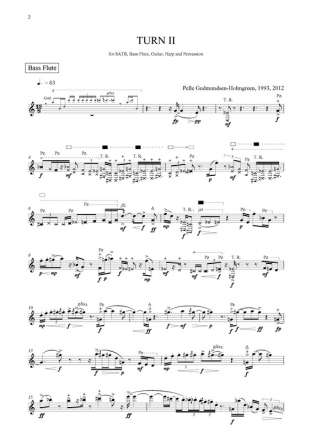 Pelle Gudmundsen-Holmgreen, Turn II Mixed Choir [SATB], Bass Flute, Guitar, Harp and Percussion Stimmen-Set