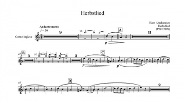 Herbstlied for english horn, violin, viola, cello and piano set of parts