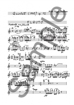 Quintett op.12 (1942) for flute, oboe, clarinet, bassoon, piano concertant set of parts