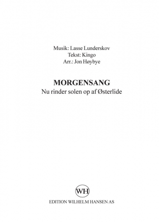 John Hybye_Lasse Lunderskov, Morgensang - Nu Rinder Solen Op Mixed Choir [SATB], Women's Choir [SA] and Piano Chorpartitur