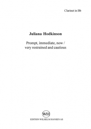 Juliana Hodkinson, Prompt, Immediate, Now Clarinet, Violin, Cello, Percussion and Electronics Stimmen-Set