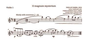 Phillip Faber, O Magnum Mysterium SSAA and String Quartet Set Of Parts