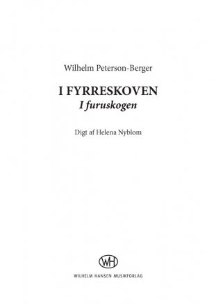 Wilhelm Peterson-Berger, I Fyrreskoven SATB Klavierauszug