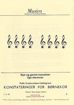 Pelle Gudmundsen-Holmgreen, Konstateringer For Bornekor 2-Part Choir Klavierauszug